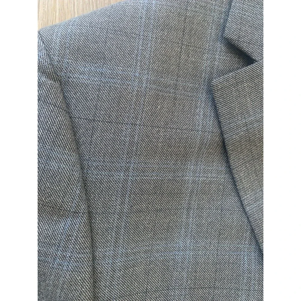 Lauren Ralph Lauren Sport Coat Men's 42L Silk & Wool Grey Blue Windowpane Blazer